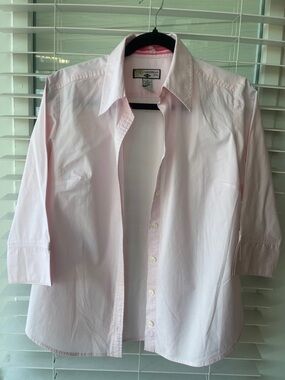 Caribbean Joe Pale Pink Collared Button-Up Blouse